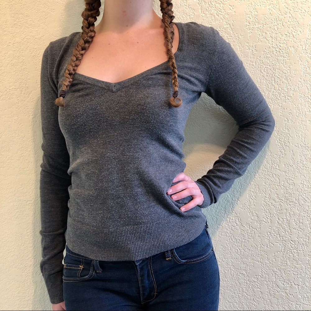 Basic gray v-neck sweater